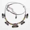 Necklace - Silver Tone with Yellow Stones with Diamantes - ML2675