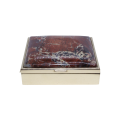 Pillbox - Gold Tone Vintage Pill Box. Brown Marble Style Stone with Hinged Lid - ML2693