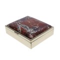 Pillbox - Gold Tone Vintage Pill Box. Brown Marble Style Stone with Hinged Lid - ML2693