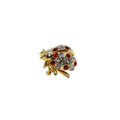 Brooch - Gold Tone Jelly Belly Lady Bug Lapel Pin with Red and Clear Diamantes - ML2702