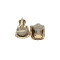 Earrings - Gold Tone Geometric Clip Ons. Clear Rhinestones with Mardi Gras Coloured Enamel - ML2711