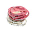 Bracelet - Suede Wrap Around Bracelets with Diamantes . One Pink One Cream. - ML2727