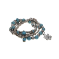 Bracelets - Silver Tone, Stretch Turqoise/Silver beads. Set of 4. - ML2732