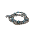 Bracelets - Silver Tone, Stretch Turqoise/Silver beads. Set of 4. - ML2732