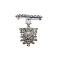 Brooch - Silver Tone Rhinestone Military Style with Faux Pearl in Centre - ML2742