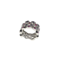 Ring - Silver Tone with Pink and Purple Rhinestones - ML2745