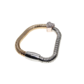 Bracelet - Two Tone (Silver/Gold) Bracelet with Diamante Heart, Magnetic Clasp - ML2751