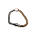 Bracelet - Two Tone (Silver/Gold) Bracelet with Diamante Heart, Magnetic Clasp - ML2751