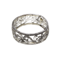 Bracelet - Silver Tone Floral Design Stretch Bracelet. Diamante Centre - ML2756