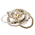 Bracelet - Gold Tone Multi Pack of 8 Bracelets. Multi-Coloured Beads - ML2761