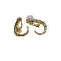 Earrings - Gold Tone Hook Design with Faux Marbe Pearl with Diamantes - ML2763