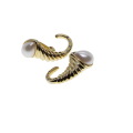 Earrings - Gold Tone Hook Design with Faux Marbe Pearl with Diamantes - ML2763