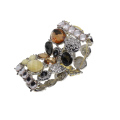 Bracelet - Silver Tone Expandable Bracelet. Multi-Coloured Rhinestones - ML2766