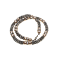 Necklace -Silver Tone Mesh Necklace. Faux Gold Pearls/Diamantes. - ML2772