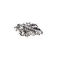 Brooch - Silver Tone Flower/Leaf Design. Diamantes /Marcasite - ML2777