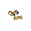 Earrings - Gold Tone and Black Vintage Enamel Clip on Earrings / Pierced Ears - ML2781