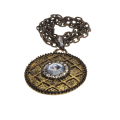 Necklace - Metal Medallion and Chain. Large see through Stone with small Stones - ML2796
