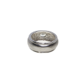 Ring - Silver Tone Tubular Design Thin Outer Rims. Clear Oval Stone in Centre - ML2797