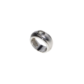 Ring - Silver Tone Tubular Design Thin Outer Rims. Clear Oval Stone in Centre - ML2797