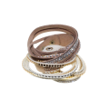 Bracelet - Suede Wrap Around Bracelets with Diamantes . One Beige One Cream - ML2816