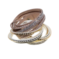 Bracelet - Suede Wrap Around Bracelets with Diamantes . One Beige One Cream - ML2816