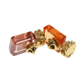 Brooch - Gold Tone Vintage Paris and Heart Perfume Bottle Pins. Clear Rhinestones - ML2823