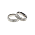 Ring - 2 x Silver Tone White Enamel Diamante Designs - ML2829