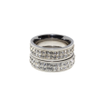 Ring - 2 x Silver Tone White Enamel Diamante Designs - ML2829