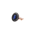 Ring - 925 Silver Princess Di Style Blue Stone surrounded by Diamantes - ML2834