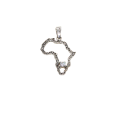 Pendant - Silver Stamped Africa Marcasite Map Pendant. Small Diamante - ML2838