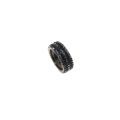 Ring - Dark Metal Tone with 3 Rows of Clear Diamantes and 2 Rows of Black Diamantes - ML2861