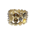 Bracelet - Gold Tone Stretch Design. Gold Tone Rhinestones and Faux Pearls. 3 Stack Design - ML2879