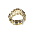 Bracelet - Gold Tone Stretch Design. Gold Tone Rhinestones and Faux Pearls. 3 Stack Design - ML2879