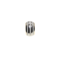 Ring - Silver Tone Chunky Design. Silver Tone & White Enamel Stripes - ML2887