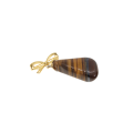 Brooch - Gold Tone Vintage Bow Brooch with hanging Tigers Eye - ML2892
