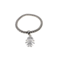 Bracelet - Silver Tone Textured Stretch Band Design. Little Diamante Girl Pendant - ML2895