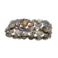 Bracelet - Silver Tone Stretch Design. Bronze Rhinestones and Diamantes. 3 Stack Design - ML2901