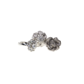 Ring - Silver Tone 3 x floral Design Rings With Silver and Diamantes - ML2912