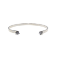 Bangle - Silver Tone Cuff Bracelet Clear Stones on both ends - ML2920