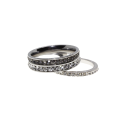 Ring - 2 x Silver Tone Bands surrounded by Clear & Gun Metal Diamantes - ML2953