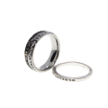 Ring - 2 x Silver Tone Bands surrounded by Clear & Gun Metal Diamantes - ML2953