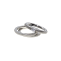 Ring - 3 x Silver Tone Band surrounded with Silver Glitter. One Clear Diamante Centre - ML2956