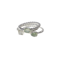 Ring - 3 x Silver Tone Rope Design Bands. Faux Pastel Colour Gemstones - ML2958