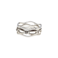 Ring - 3 x Silver Tone Dainty Bands. Wave Shape Pattern. Clear Diamantes - ML2962