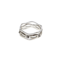 Ring - 3 x Silver Tone Dainty Bands. Wave Shape Pattern. Clear Diamantes - ML2962