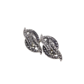 Earrings - Silver Tone Marcasite Leaf Style Clip On Earrings - ML2966