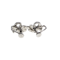 Earrings - Silver Tone Fan Design Screw On Marcasite Earrings - ML2974