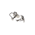 Earrings - Silver Tone Fan Design Screw On Marcasite Earrings - ML2974