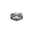 Ring - Silver Chunky Band with detail on the sides. diamond shape Amathyst - ML2976
