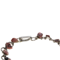 Bracelet - Silver Tone Linked Chain. Pink Mottled Stones - ML2977